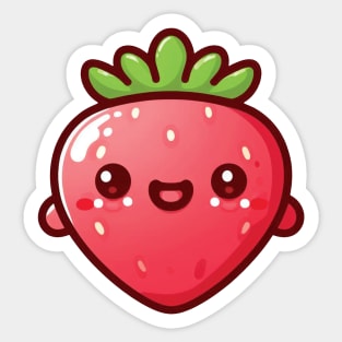 Strawberry Smile Face Emoji Sticker